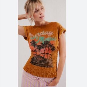 Free People Sadie Towel Terry Smocked Top XS